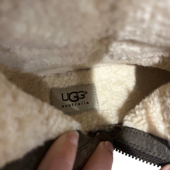 UGG AUSTRALIA BLAYRE II SUEDE Side Zip Sheepskin Lined Booties Womens Sz 8 - Picture 5 of 9